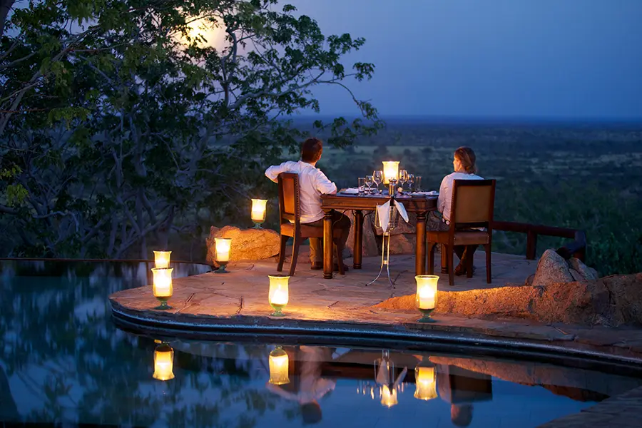 Romantic Dinner · Moonlit Pool